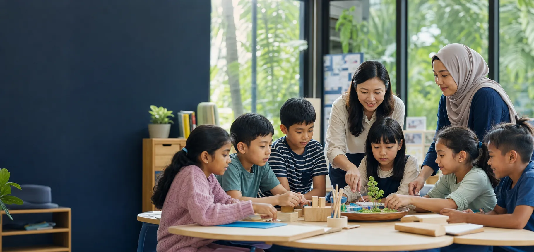 A multicultural community of Malaysian children learning together at Guiding Stars Academy