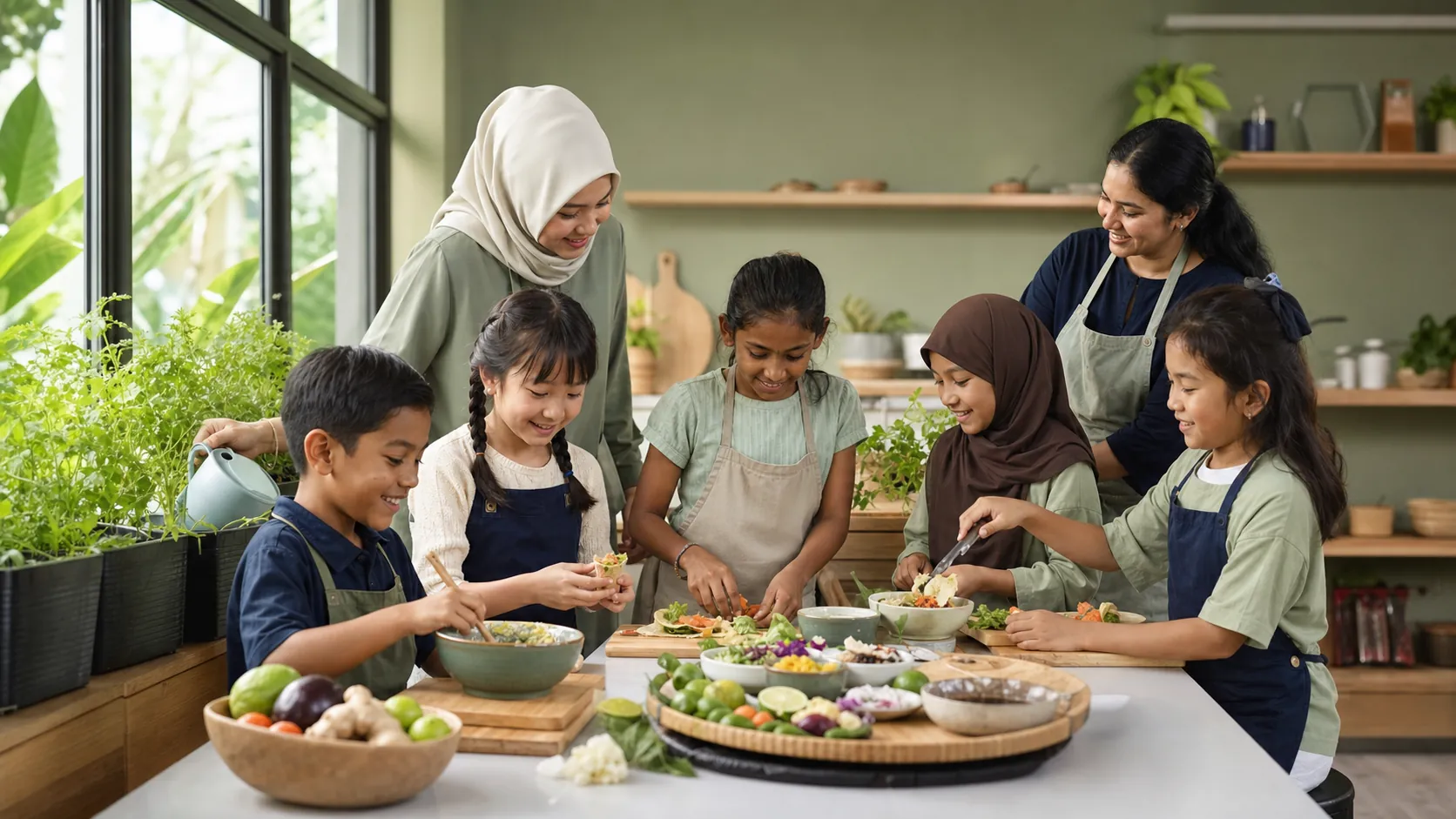 Purpose-designed Malaysian school life-skills studio with multicultural learners and educators